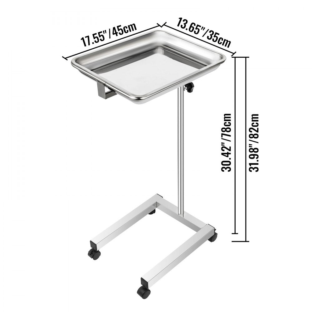 010122479051 - 32-51" Stainless Steel Adjustable Mayo Stand with Removable Tray