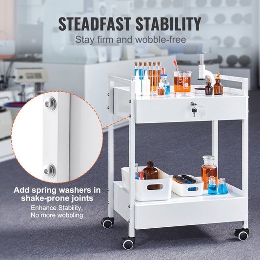 K-SH004 - Durable Stainless Steel Lab Cart, 24.21"x14.96"x33.46"