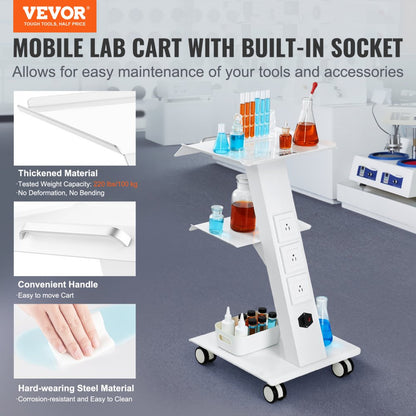 K-SH001 - 3-Layer Steel Lab Trolley, 220 lbs Capacity