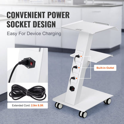 K-SH001 - 3-Layer Steel Lab Trolley, 220 lbs Capacity