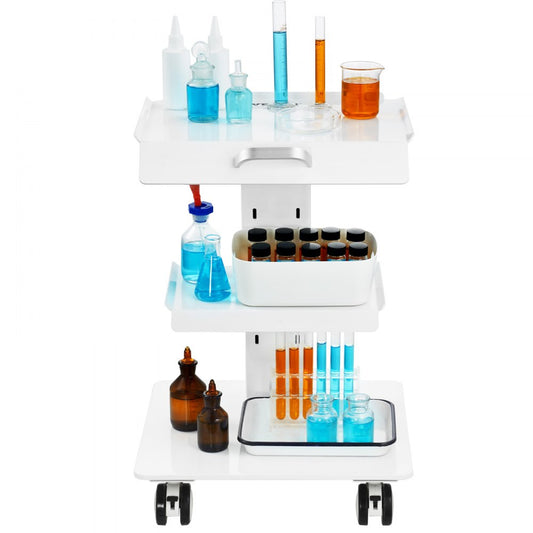 K-SH002 - Durable 3-Layer Steel Lab Trolley, 220 lbs, 15.75 x 16.34 inches