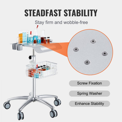 K-SH003 - Versatile 19.09"x16.73" Height Adjustable Medical Cart