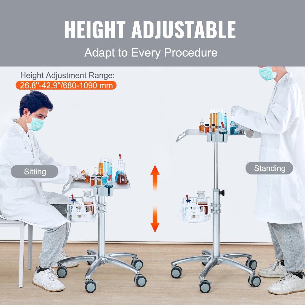 K-SH003 - Versatile 19.09"x16.73" Height Adjustable Medical Cart