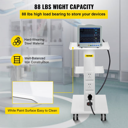 T3 - High-Strength Metal Lab Cart with Adjustable Shelves and Wheels