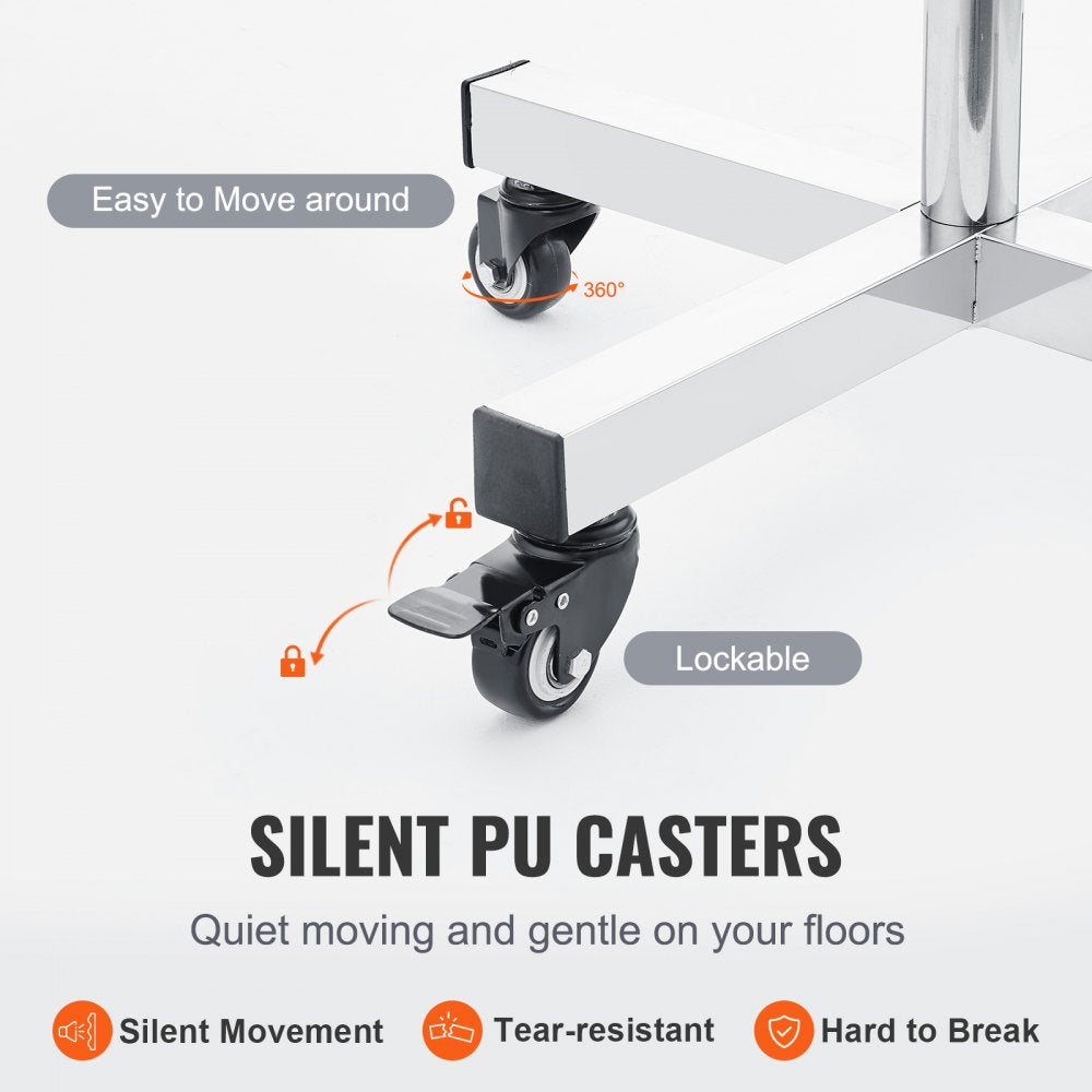 141001 - Durable SUS 201 Stainless Steel Mayo Stand, 31.9"-55" Adjustable Height