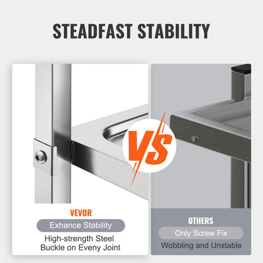 100203 - Durable VEVOR Stainless Steel Cart, 29.1” x 15.6”, 3 Layers