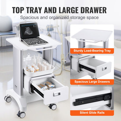 Y-1T1C - 2-Tier Lab Cart, 18.3"x18"x29.75", Heavy-Duty ABS Construction