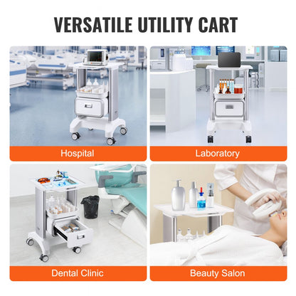 Y-1T1C - 2-Tier Lab Cart, 18.3"x18"x29.75", Heavy-Duty ABS Construction