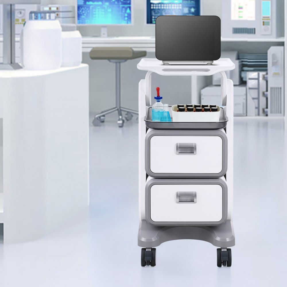 FY-1T2C - VEVOR 3-Tier Medical Cart with Drawers & Top Tray, 12.6" x 15.7"