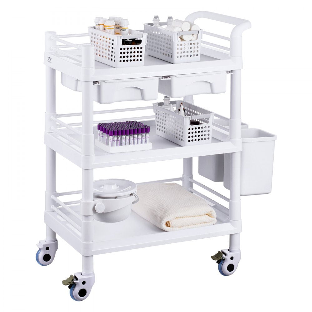 K-UT104A1 - 3-Tier Mobile Lab Cart, 27.6" Wide, Durable ABS & Steel