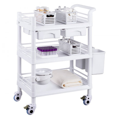 K-UT104A1 - 3-Tier Mobile Lab Cart, 27.6" Wide, Durable ABS & Steel