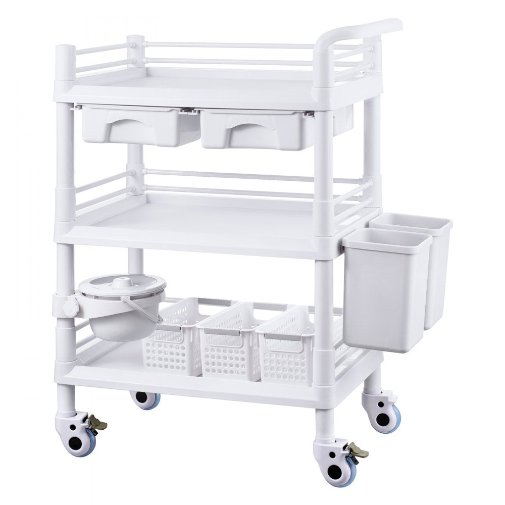 K-UT104A1 - 3-Tier Mobile Lab Cart, 27.6" Wide, Durable ABS & Steel