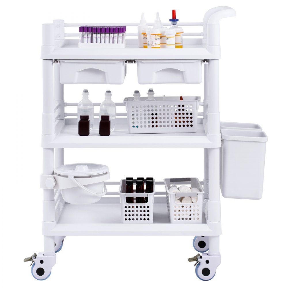 K-UT104A1 - 3-Tier Mobile Lab Cart, 27.6" Wide, Durable ABS & Steel