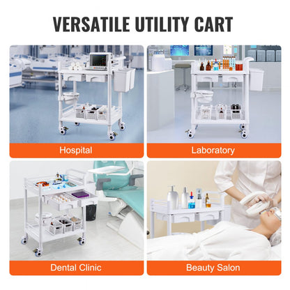 K-UT103A1 - VEVOR 2-Tier Lab Cart with 110lb Capacity & Silent Wheels