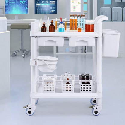 K-UT103A1 - VEVOR 2-Tier Lab Cart with 110lb Capacity & Silent Wheels