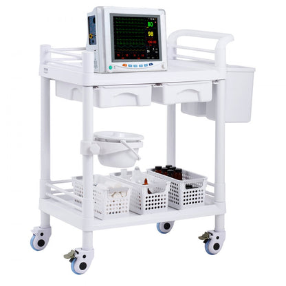 K-UT103A1 - VEVOR 2-Tier Lab Cart with 110lb Capacity & Silent Wheels