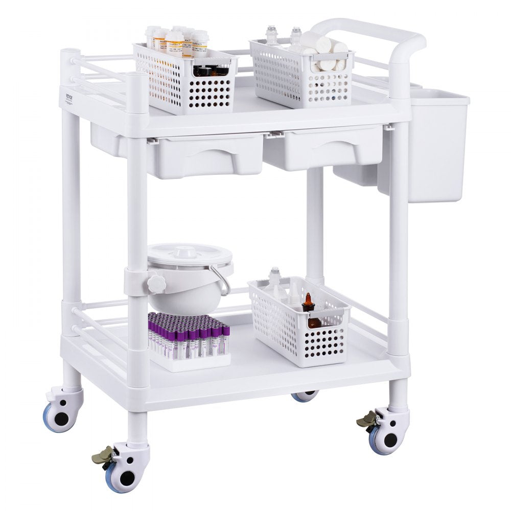 K-UT103A1 - VEVOR 2-Tier Lab Cart with 110lb Capacity & Silent Wheels