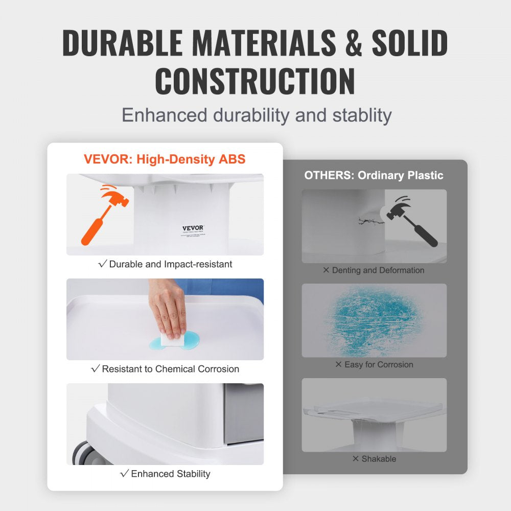 FY-1T3C - Durable 4-Tier Medical Cart with 110 lbs Capacity & Drawers