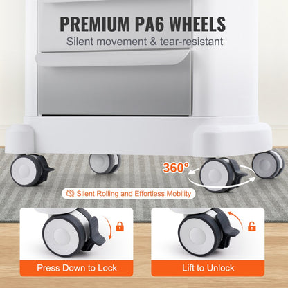FY-1T3C - Durable 4-Tier Medical Cart with 110 lbs Capacity & Drawers