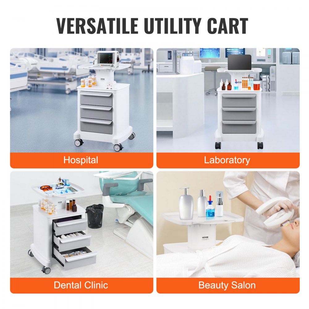 FY-1T3C - Durable 4-Tier Medical Cart with 110 lbs Capacity & Drawers