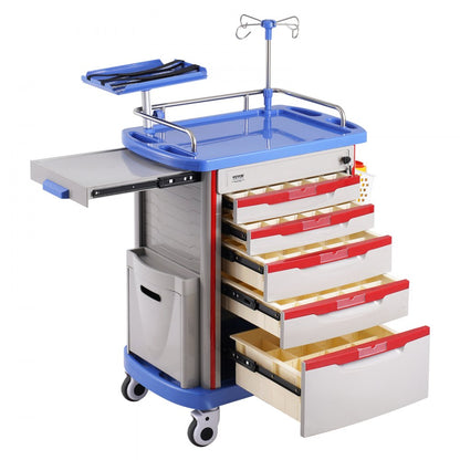 K-ET750A - VEVOR 5-Tier Medical Cart, 400 lbs Capacity, Noise-Reducing Rails