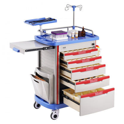 K-ET750A - VEVOR 5-Tier Medical Cart, 400 lbs Capacity, Noise-Reducing Rails