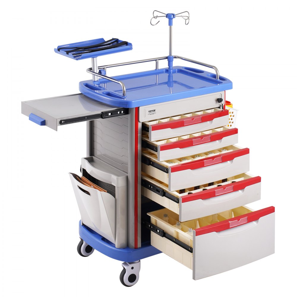 K-ET750A - VEVOR 5-Tier Medical Cart, 400 lbs Capacity, Noise-Reducing Rails
