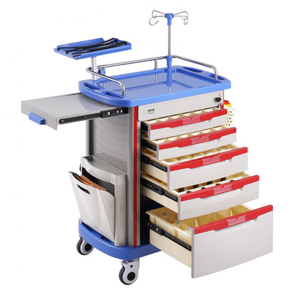 K-ET750A - VEVOR 5-Tier Medical Cart, 400 lbs Capacity, Noise-Reducing Rails