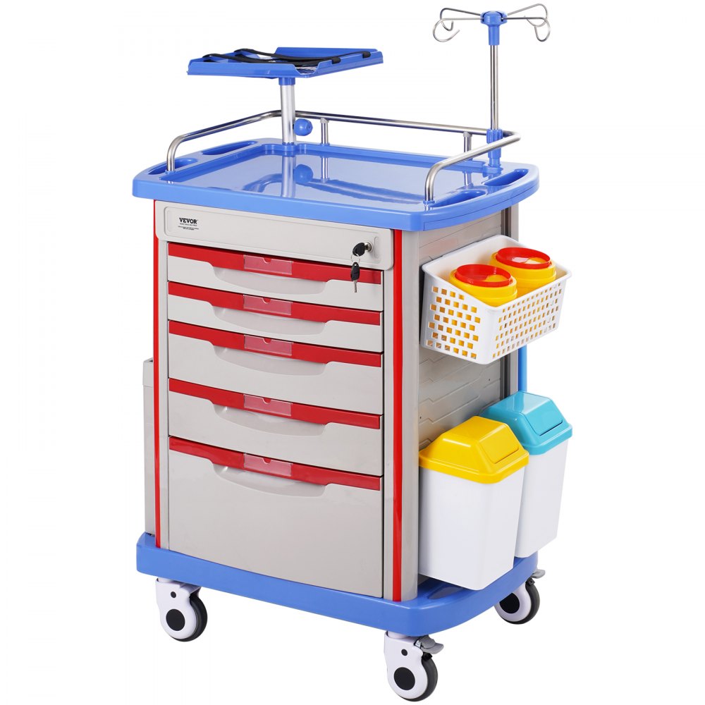 K-ET750A - VEVOR 5-Tier Medical Cart, 400 lbs Capacity, Noise-Reducing Rails