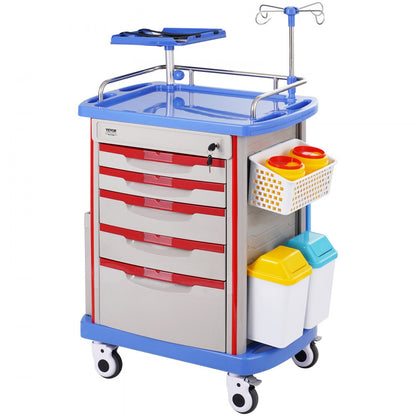 K-ET750A - VEVOR 5-Tier Medical Cart, 400 lbs Capacity, Noise-Reducing Rails
