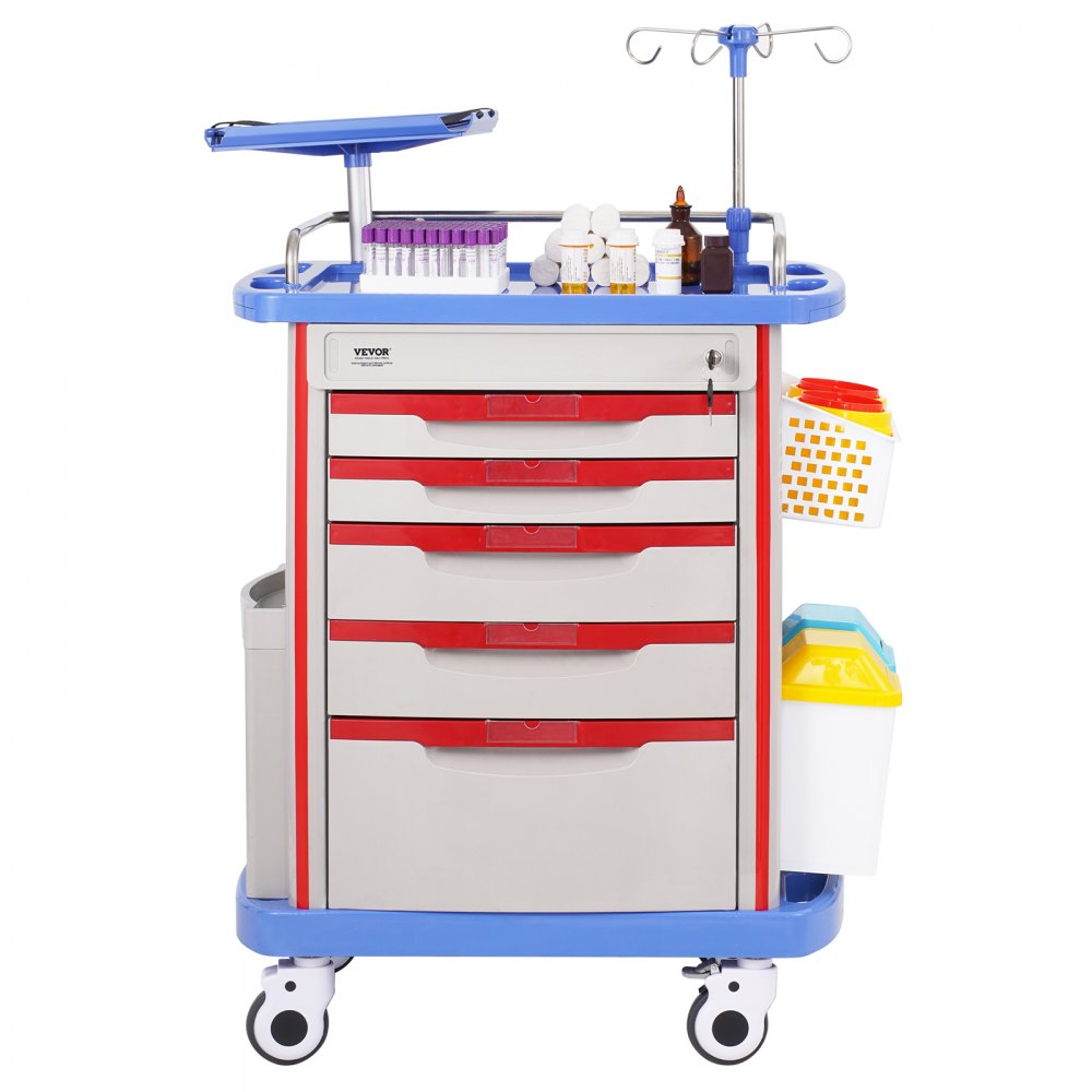 K-ET750A - VEVOR 5-Tier Medical Cart, 400 lbs Capacity, Noise-Reducing Rails