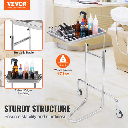 140301 - Durable Stainless Steel Lab Cart with Adjustable Height & Silent Wheels