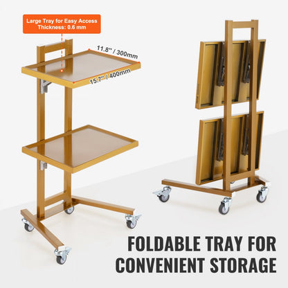 140302 - Sturdy Stainless Steel Lab Cart, 2 Trays, 44 lbs Capacity