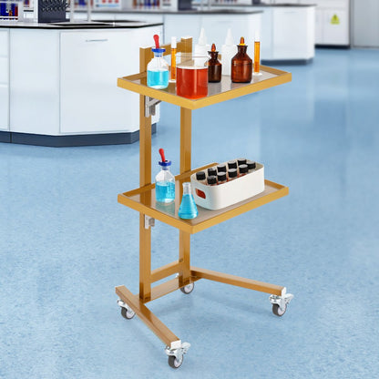 140302 - Sturdy Stainless Steel Lab Cart, 2 Trays, 44 lbs Capacity