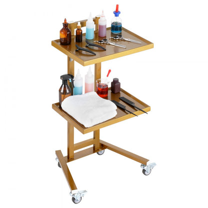 140302 - Sturdy Stainless Steel Lab Cart, 2 Trays, 44 lbs Capacity