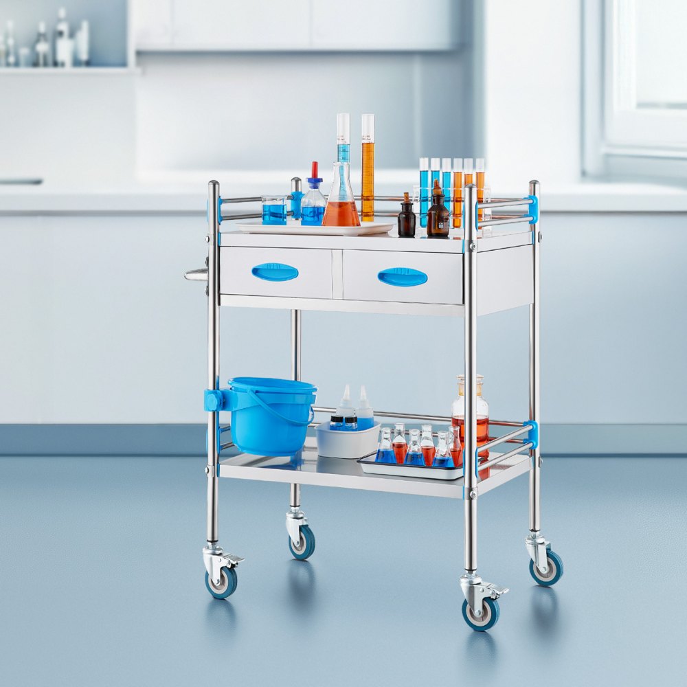 K-ST529 - 2-Tier Stainless Steel Utility Cart for Labs & Hospitals