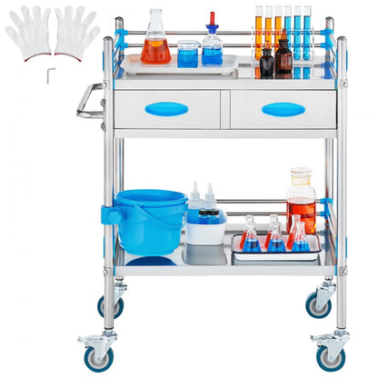 K-ST529 - 2-Tier Stainless Steel Utility Cart for Labs & Hospitals