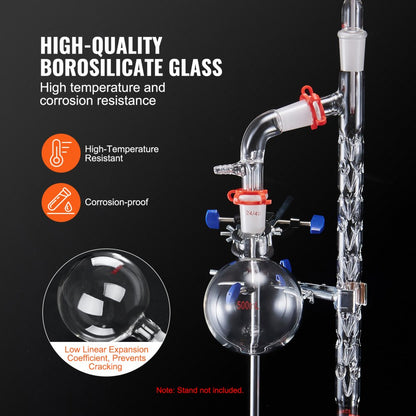 YHEO-6 - Durable 1000mL & 500mL Borosilicate Glass Distillation Kit