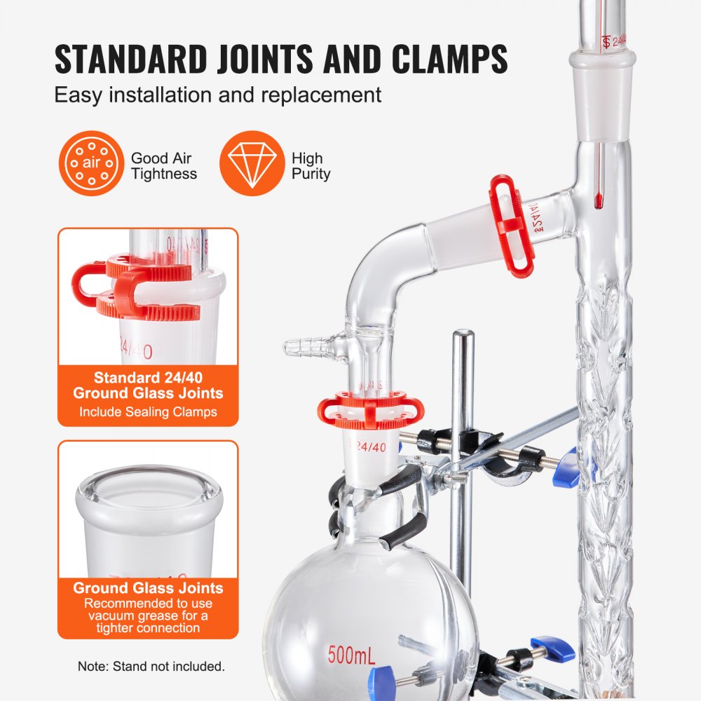 YHEO-6 - Durable 1000mL & 500mL Borosilicate Glass Distillation Kit