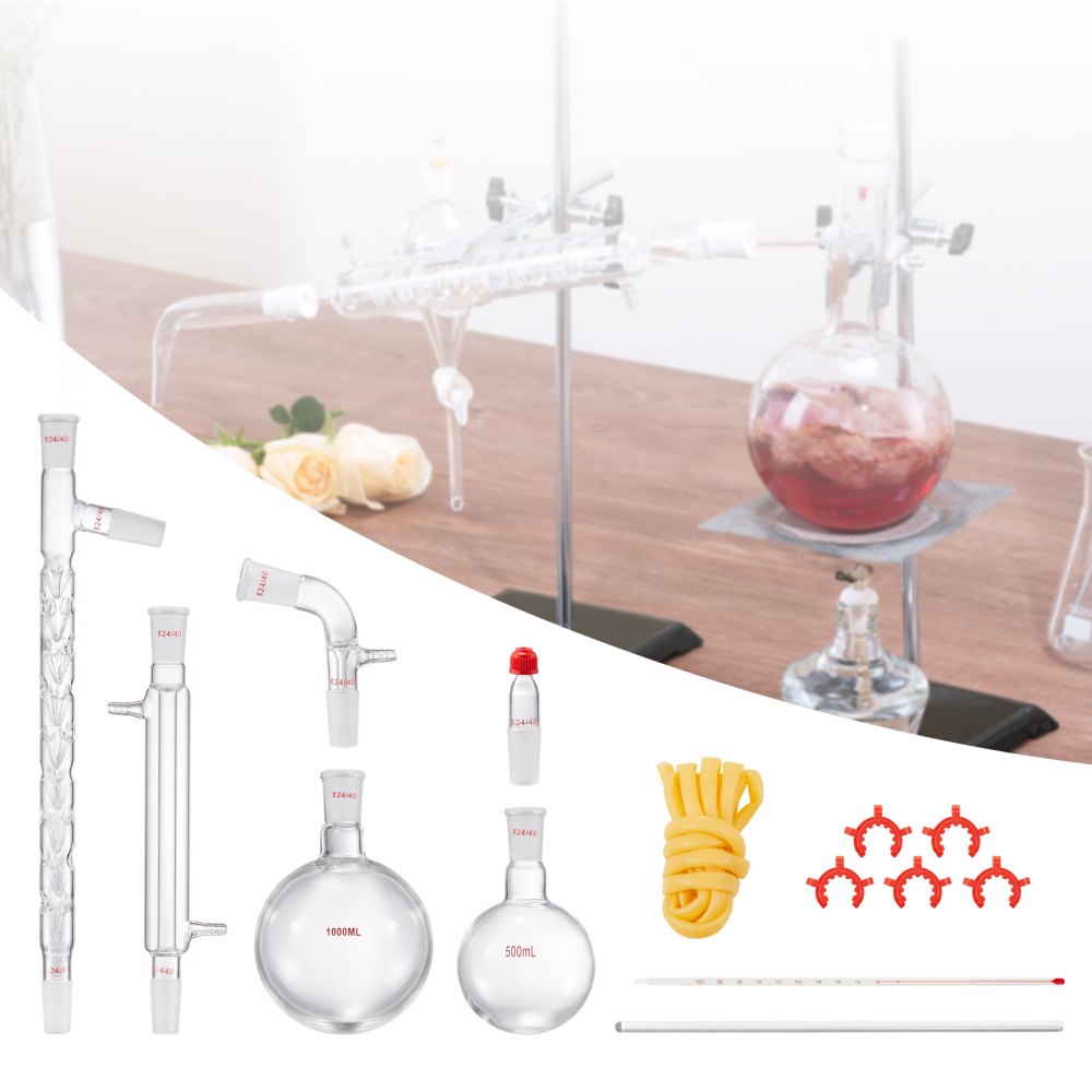 YHEO-6 - Durable 1000mL & 500mL Borosilicate Glass Distillation Kit