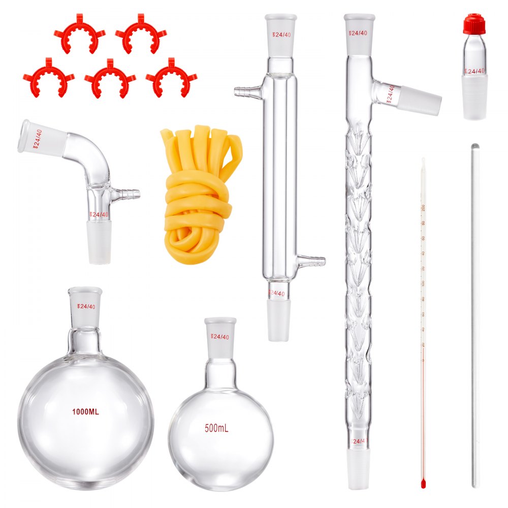 YHEO-6 - Durable 1000mL & 500mL Borosilicate Glass Distillation Kit