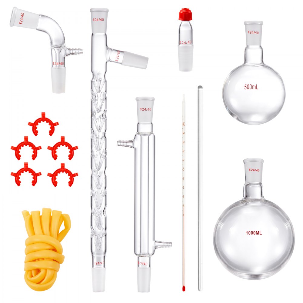 YHEO-6 - Durable 1000mL & 500mL Borosilicate Glass Distillation Kit