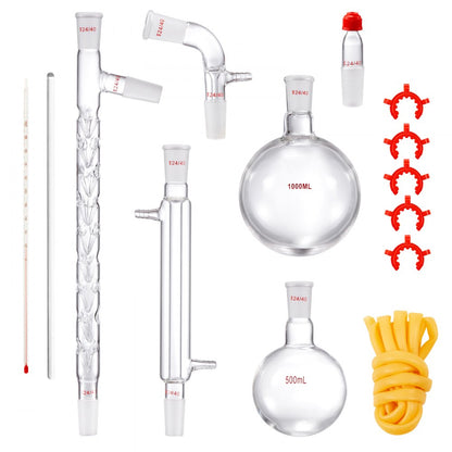 YHEO-6 - Durable 1000mL & 500mL Borosilicate Glass Distillation Kit
