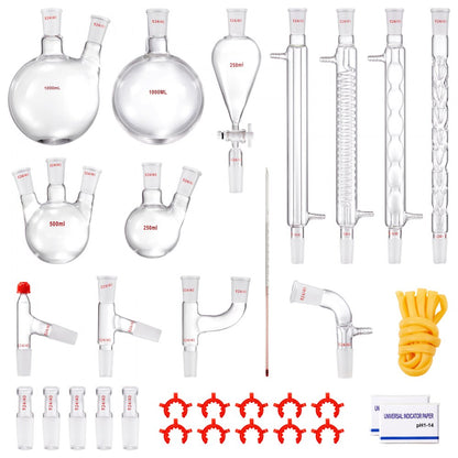 YHEO-7 - 32-Piece Borosilicate Glass Distillation Kit for Labs