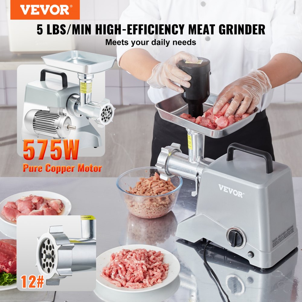 1A-PG612G - 800W Electric Meat Grinder & Sausage Stuffer, 5 lb/min Capacity