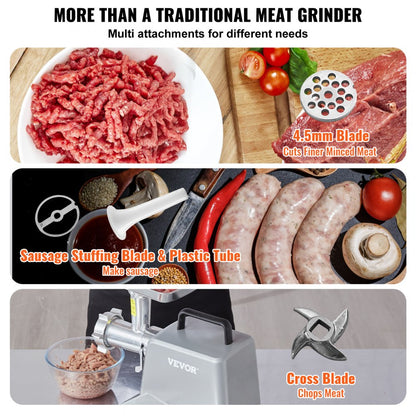 1A-PG612G - 800W Electric Meat Grinder & Sausage Stuffer, 5 lb/min Capacity