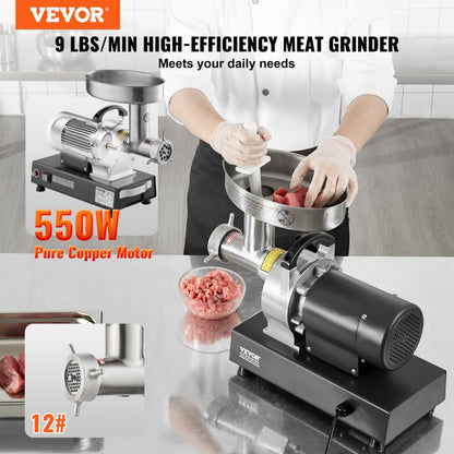 1A-EG812 - 550W Stainless Steel Meat Grinder for Sausages, 9 lbs/min