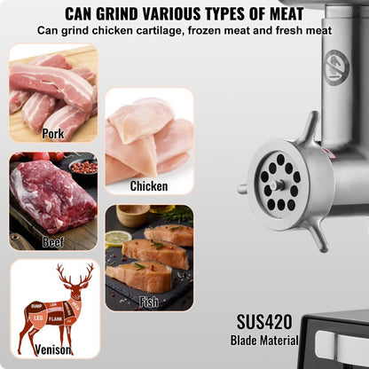 1A-EG812 - 550W Stainless Steel Meat Grinder for Sausages, 9 lbs/min