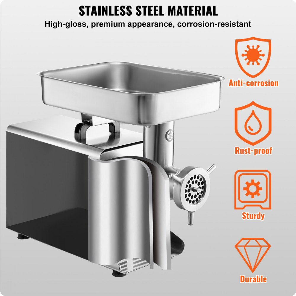 1A-EG122 - Stainless Steel 750W Meat Grinder, 13 lbs/min, Sausage Stuffer