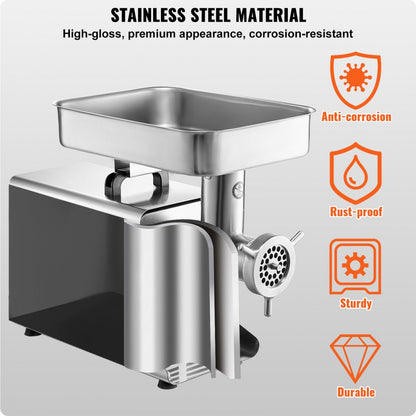 1A-EG122 - Stainless Steel 750W Meat Grinder, 13 lbs/min, Sausage Stuffer